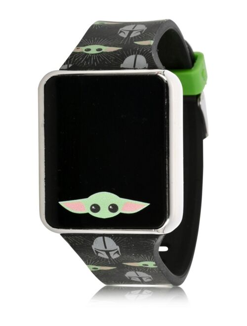 Accutime Star Wars Kid's Baby Yoda Touch Screen Black Silicone Strap LED Watch, 36mm x 33 mm