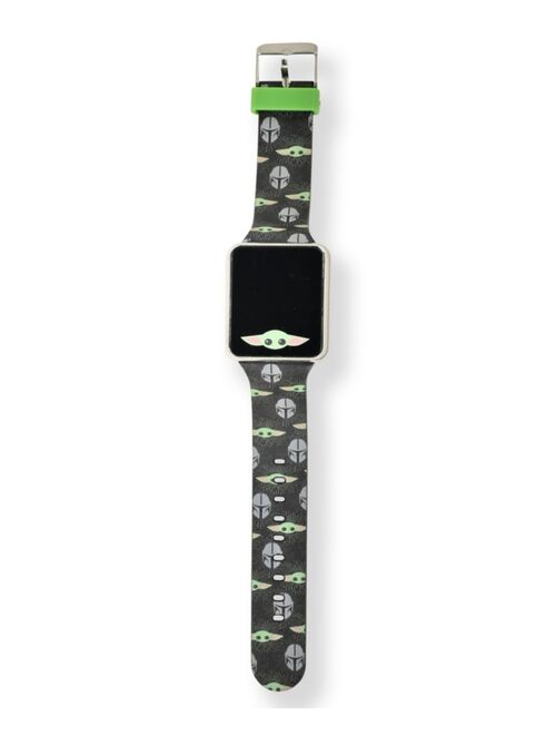 Accutime Star Wars Kid's Baby Yoda Touch Screen Black Silicone Strap LED Watch, 36mm x 33 mm