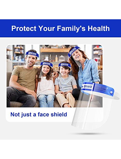 10 Pack Safety Face Shield, All-Round Protection, Anti-Fog Lens, Lightweight Transparent Shield with Adjustable Elastic Band for Men Women