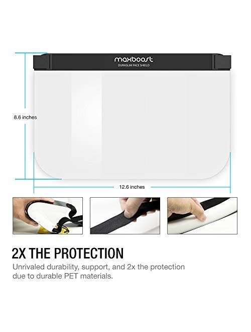 Maxboost Protective Face Shield - 3 Pack Adult Size, DuraSlim Series