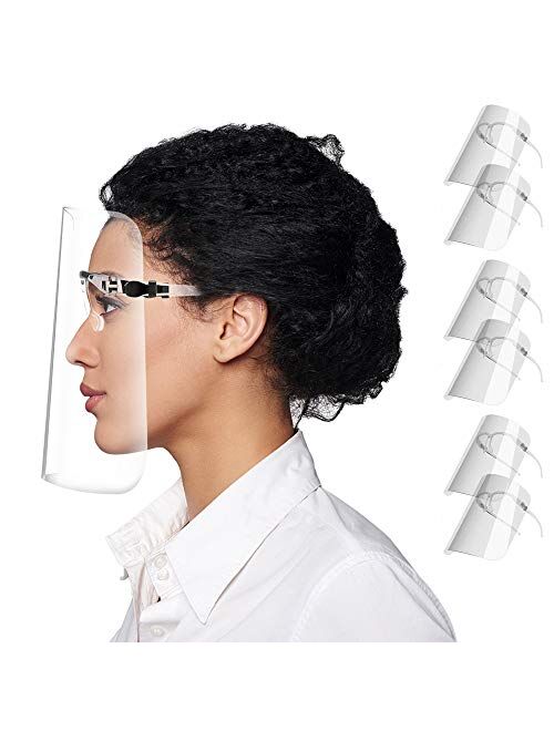 XDesign Safety Face Shield with Glasses Frame Full Face Protection (6 Pack) - Reusable Ultra Clear Protective Face Shields Anti-Fog Anti-Dust PET Plastic Droplet Splash G