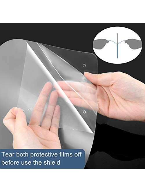20pcs Adjustable Safety Face Shield, plexiglass Protective Face mask, Anti-Fog Full Face Breathable & Detachable Visor with Clear Protective Film (2 Frame+20 Films)