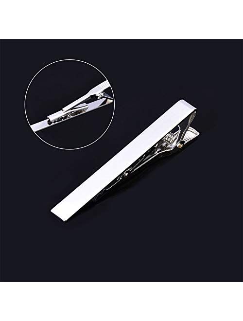 6 PCS Tie Clips for Men, Black Gold Sliver Tie Bar Clip Set for Regular Ties for Wedding Anniversary Business and Best Gift