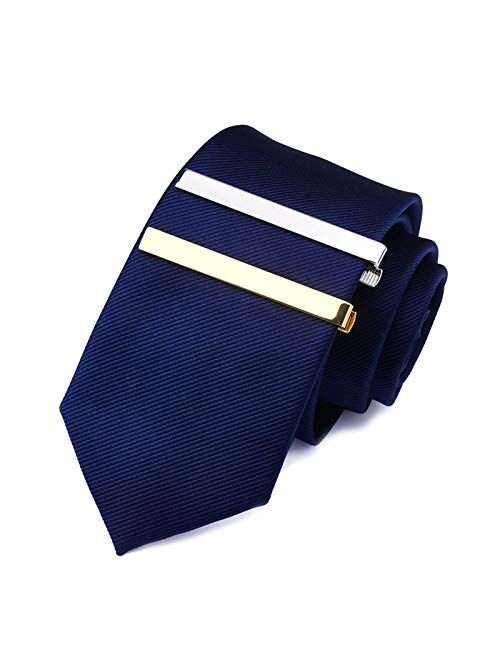 6 PCS Tie Clips for Men, Black Gold Sliver Tie Bar Clip Set for Regular Ties for Wedding Anniversary Business and Best Gift