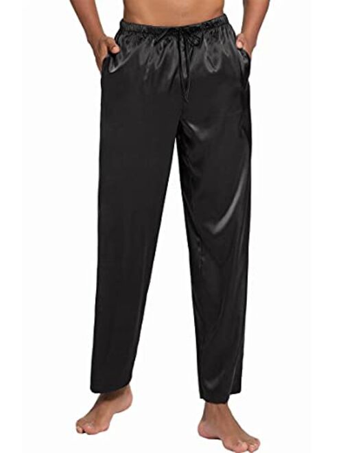 Buy Ekouaer Men's Silk Satin Pajama Pants Soft Long Sleep Bottoms Pj