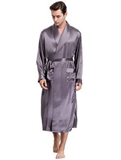 Lonxu Mens Silk Satin Bathrobe Robe Nightgown_Big and Tall S~3XL Plus …