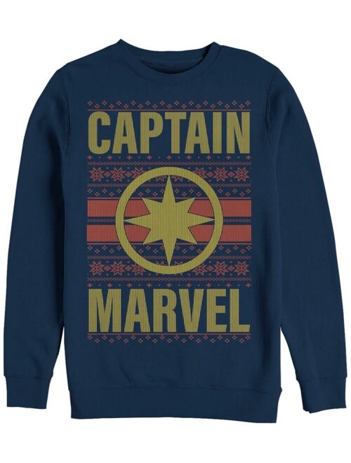Marvel Men's Captain   Chest Logo Ugly Sweater, Crewneck Fleece