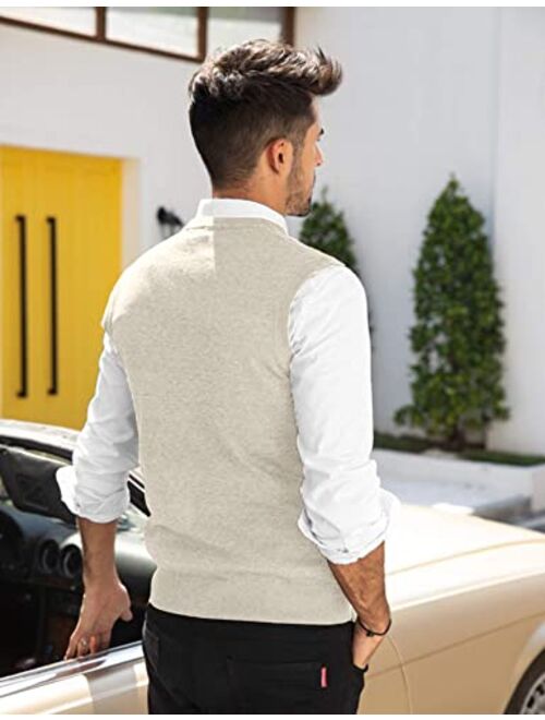 COOFANDY Mens Casual Sweater Vest Lightweight V-Neck Solid Knit Vest