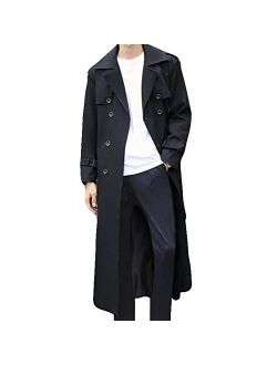 Pantete Man’s Double Breasted Trench Coat Oversized Casual Windbreaker Lapel Long Jacket Plush Overcoat.