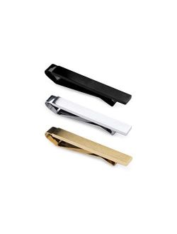 Wurkin Stiffs 3 pc Slim Tie Bar Clip Set - Silver, Black, Gold in Clear Storage case