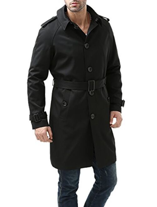 BGSD Men's Waterproof Classic Single Breasted Trench Coat for Men with Removable Liner