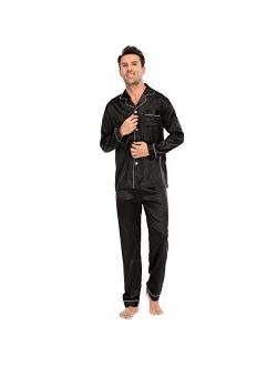 LZLER Mens Pajama Set，Classic Satin Pajamas for Men