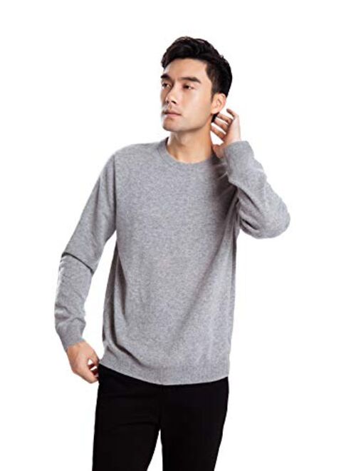 Men's Basic Crewneck Sweater 100% Pure Cashmere Long Sleeve Pullover Sweater