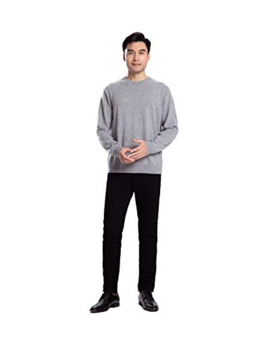 Men's Basic Crewneck Sweater 100% Pure Cashmere Long Sleeve Pullover Sweater