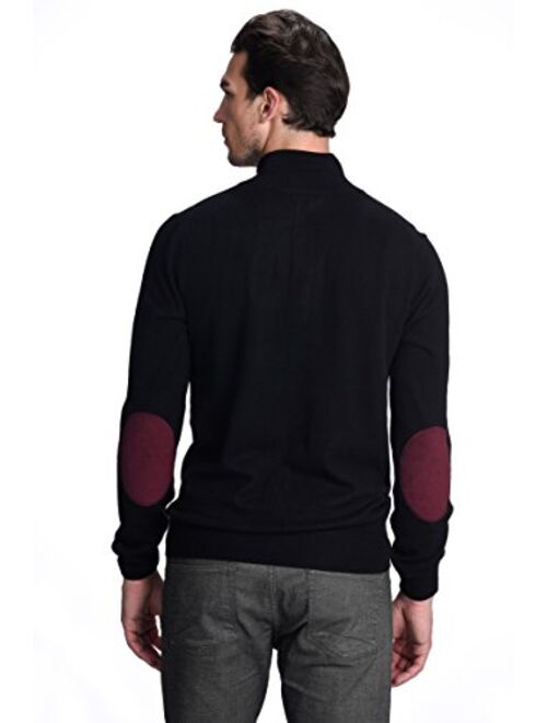 State Cashmere Men's Button Up Mock Neck Sweater 100% Pure Cashmere Long Sleeve Polo Quarter Collar Pullover