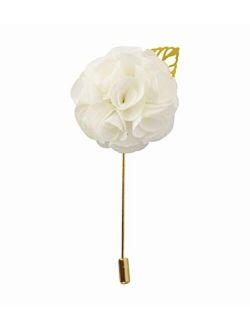 A N KINGPiiN Flower Men's Lapel Pins Handmade Satin Boutonniere Costume Pin for Suit Wedding Groom with a Gift Box
