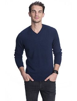 State Cashmere Men's Essential V-Neck Sweater 100% Pure Cashmere Classic Long Sleeve Pullover