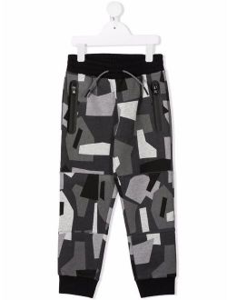 geometric camouflage track pants