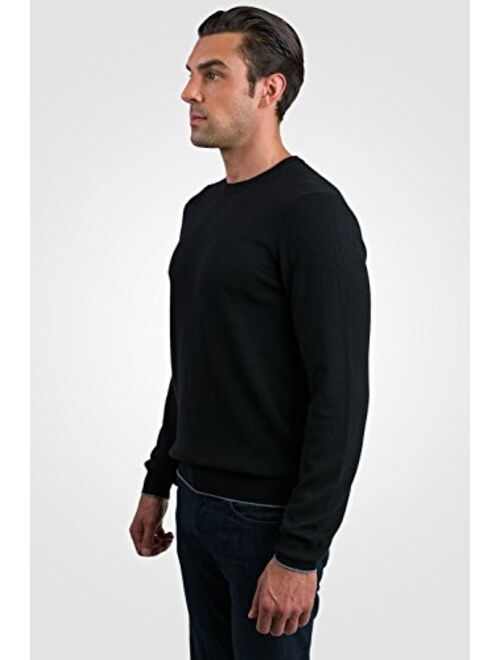 JENNIE LIU Men's 100% Pure Cashmere Long Sleeve Pullover Crewneck Sweater