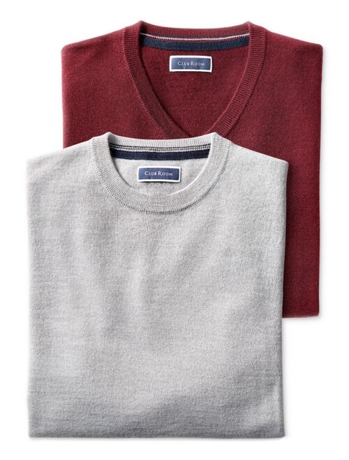 Club Room Men's Solid V-Neck Merino Wool Blend Sweater, Created for Macy's