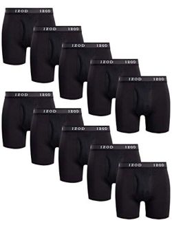 Men's Underwear - Performance Long Leg Boxer Briefs with Mesh Functional Fly (10 Pack)