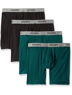 Ultimate Men's 4-Pack FreshIQ Stretch Long Leg Boxer with ComfortFlex Waistband Brief-Colors May Vary, Black/Green, X-Large