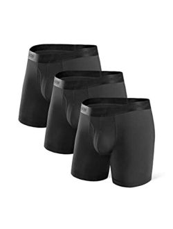 Men's Underwear Soft Micro Modal Boxer Briefs with Fly Boxer Shorts 3 Pack