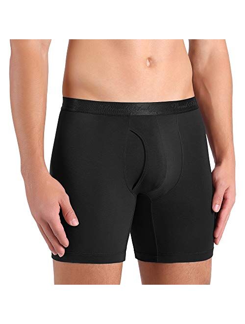 DAVID ARCHY Men's Underwear Soft Micro Modal Boxer Briefs with Fly Boxer Shorts 3 Pack