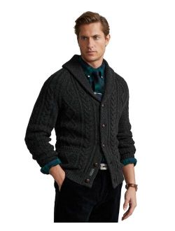 Men's Aran-Knit Wool-Cashmere Cardigan