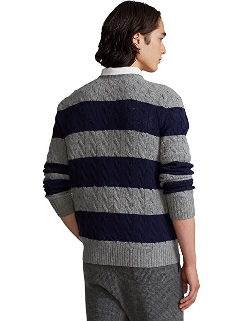 Polo Ralph Lauren Striped Cable-Knit Wool-Cashmere Sweater