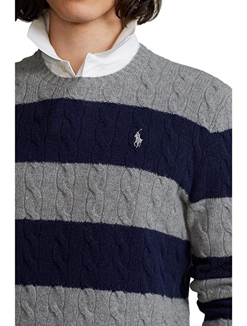 Polo Ralph Lauren Striped Cable-Knit Wool-Cashmere Sweater
