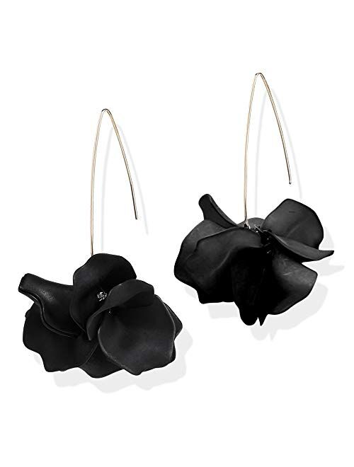 Statement Exaggerated Floral Tassel Earrings for Women and Girls Long Drop Acrylic Tiered Flower Earrings D.Rosse Boho Rose Petal Dangle Resin Earrings