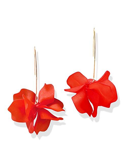 Statement Exaggerated Floral Tassel Earrings for Women and Girls Long Drop Acrylic Tiered Flower Earrings D.Rosse Boho Rose Petal Dangle Resin Earrings