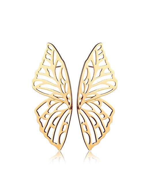 Doubnine Butterfly Gold Earrings Dangle Elegant Studs Women Girls Jewelry Festival Goddess Wedding Gift Accessories