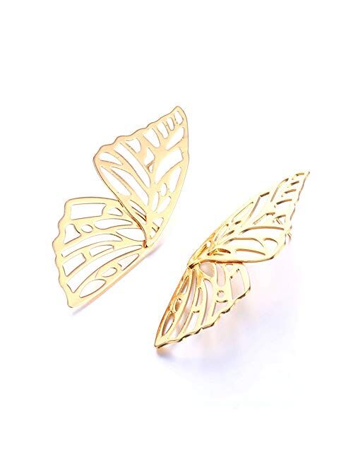 Doubnine Butterfly Gold Earrings Dangle Elegant Studs Women Girls Jewelry Festival Goddess Wedding Gift Accessories
