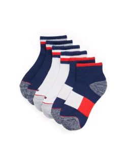 Big Boys Cushion Athletic Quarter Crew Socks, Set of 6