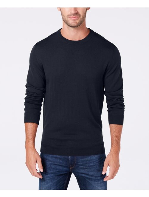 Club Room Men's Solid Crew Neck Merino Wool Blend Sweater, Created for Macy's