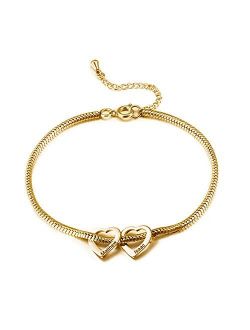 Personalized Anklets for Women Adjustable Silver Gold Anklets with Heart Name Initial Ankle Bracelets for Women Beach