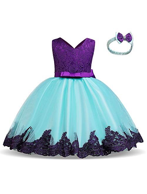TTYAOVO Girls Applique Birthday Party Princess Rainbow Dress Wedding Ball Gown