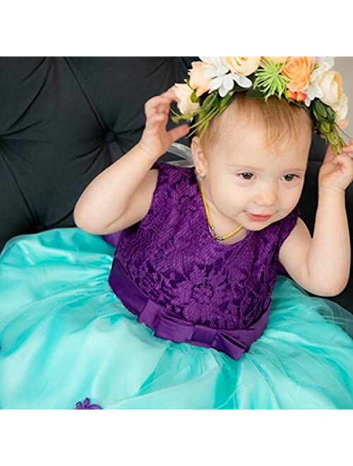 TTYAOVO Girls Applique Birthday Party Princess Rainbow Dress Wedding Ball Gown
