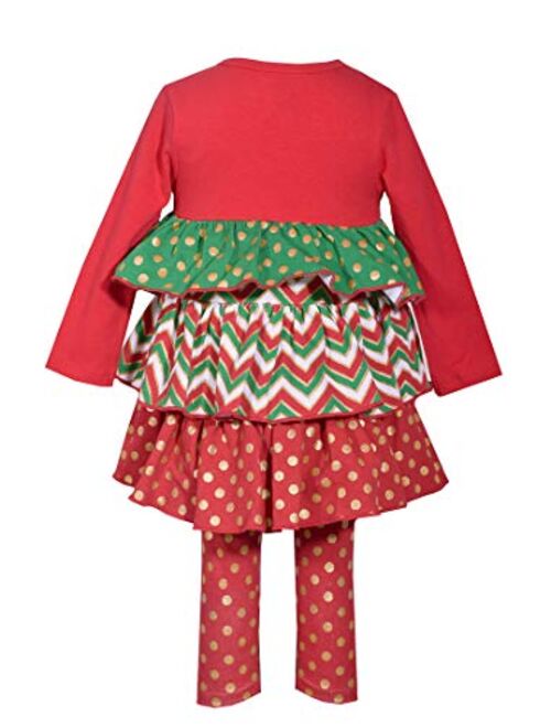 Bonnie Jean Girl's Holiday Christmas Outfit - Tiered Leggings Set