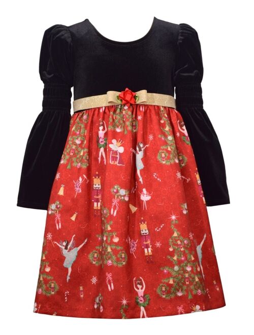 Bonnie Jean Little Girls 2 Piece Stretch Velvet To Nutcracker Shantung Dress and Skirt Set