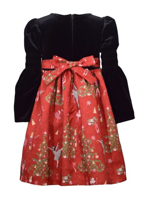 Bonnie Jean Little Girls 2 Piece Stretch Velvet To Nutcracker Shantung Dress and Skirt Set