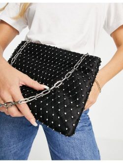 chainmail Large clutch bag in silver