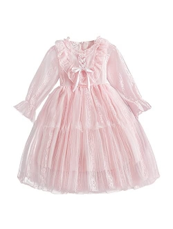 Flower Girls Dress Girls Lace Princess Party Pageant Tulle Summer Vintage Dress