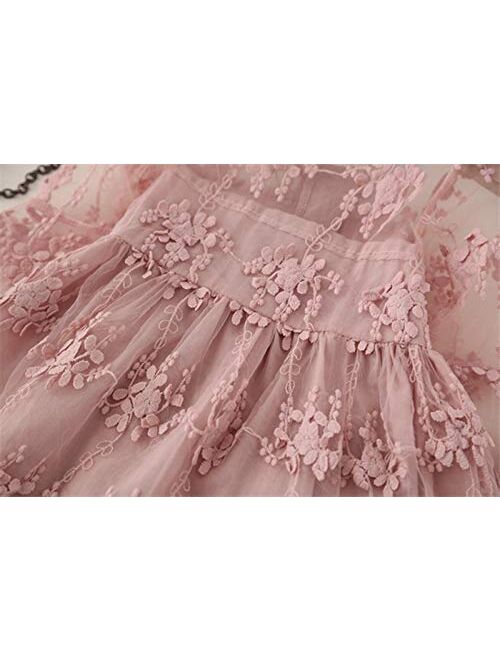 NNJXD Flower Girls Dress Girls Lace Princess Party Pageant Tulle Summer Vintage Dress