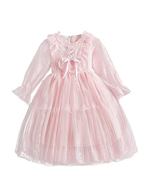 NNJXD Flower Girls Dress Girls Lace Princess Party Pageant Tulle Summer Vintage Dress
