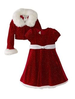 - Girls Christmas Dress Velvet Sparkle Dress with Jacket