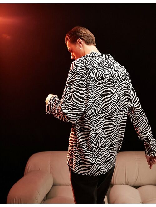 Asos Design relaxed revere zebra print shirt