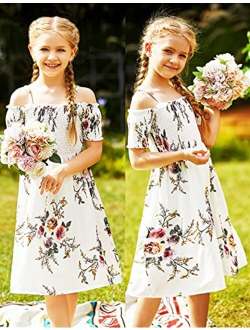 Arshiner Girls Casual Summer Floral Sleeveless Dress for 4-13 Years